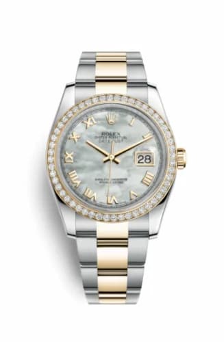 Rolex Datejust 36 Rolesor Yellow Diamond / Oyster / MOP Roman 116243-0026 — фото часов Rolex Datejust 36 Rolesor Yellow Diamond / Oyster / MOP Roman 116243-0026 — фото часов