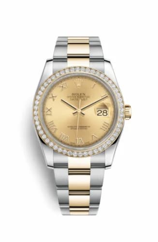Rolex Datejust 36 Rolesor Yellow Diamond / Oyster / Champagne Roman 116243-0028 — фото часов Rolex Datejust 36 Rolesor Yellow Diamond / Oyster / Champagne Roman 116243-0028 — фото часов