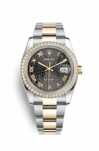 Rolex Datejust 36 Rolesor Yellow Diamond / Oyster / Black Computer Roman 116243-0050 — фото часов Rolex Datejust 36 Rolesor Yellow Diamond / Oyster / Black Computer Roman 116243-0050 — фото часов
