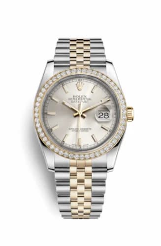 Rolex Datejust 36 Rolesor Yellow Diamond / Jubilee / Silver 116243-0061 — фото часов Rolex Datejust 36 Rolesor Yellow Diamond / Jubilee / Silver 116243-0061 — фото часов