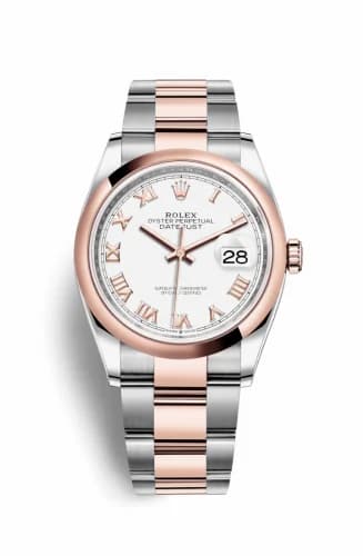 Rolex Datejust 36 Stainless Steel / Everose / Smooth / White Roman / Oyster 126201-0016 — фото часов Rolex Datejust 36 Stainless Steel / Everose / Smooth / White Roman / Oyster 126201-0016 — фото часов