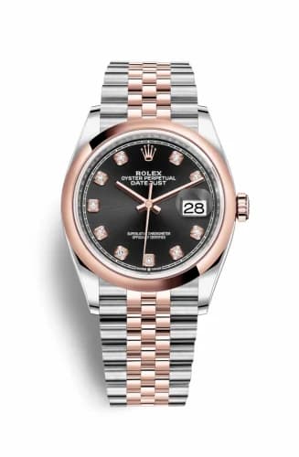 Rolex Datejust 36 Stainless Steel / Everose / Smooth / Black Diamond / Jubilee 126201-0019 — фото часов Rolex Datejust 36 Stainless Steel / Everose / Smooth / Black Diamond / Jubilee 126201-0019 — фото часов