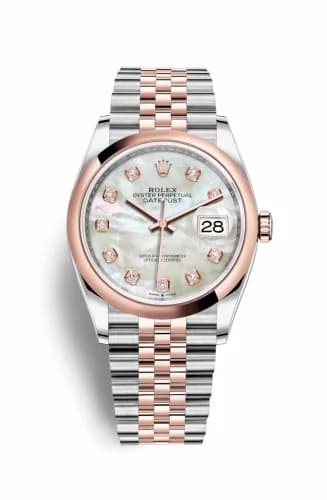 Rolex Datejust 36 Stainless Steel / Everose / Smooth / MOP Diamond / Jubilee 126201-0021 — фото часов Rolex Datejust 36 Stainless Steel / Everose / Smooth / MOP Diamond / Jubilee 126201-0021 — фото часов