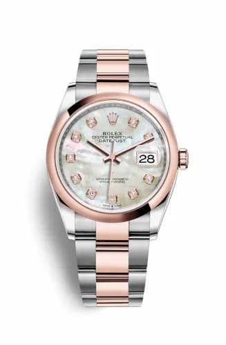 Rolex Datejust 36 Stainless Steel / Everose / Smooth / MOP Diamond / Oyster 126201-0022 — фото часов Rolex Datejust 36 Stainless Steel / Everose / Smooth / MOP Diamond / Oyster 126201-0022 — фото часов