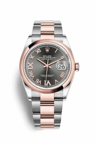Rolex Datejust 36 Stainless Steel / Everose / Smooth / Slate Roman Diamond / Oyster 126201-0024 — фото часов Rolex Datejust 36 Stainless Steel / Everose / Smooth / Slate Roman Diamond / Oyster 126201-0024 — фото часов