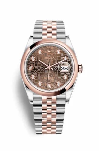 Rolex Datejust 36 Stainless Steel / Everose / Smooth / Chocolate Computer / Jubilee 126201-0025 — фото часов Rolex Datejust 36 Stainless Steel / Everose / Smooth / Chocolate Computer / Jubilee 126201-0025 — фото часов
