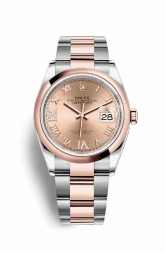 Rolex Datejust 36 Stainless Steel / Everose / Smooth / Rose Roman Diamond / Oyster 126201-0028 — фото часов Rolex Datejust 36 Stainless Steel / Everose / Smooth / Rose Roman Diamond / Oyster 126201-0028 — фото часов