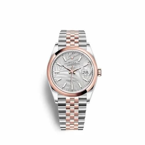 Rolex Datejust 36 Stainless Steel / Everose / Domed / Silver Palm / Jubilee 126201-0031 — фото часов Rolex Datejust 36 Stainless Steel / Everose / Domed / Silver Palm / Jubilee 126201-0031 — фото часов