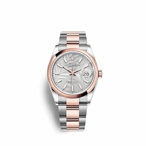 Rolex Datejust 36 Stainless Steel / Everose / Domed / Silver Palm / Oyster 126201-0032 — фото часов Rolex Datejust 36 Stainless Steel / Everose / Domed / Silver Palm / Oyster 126201-0032 — фото часов