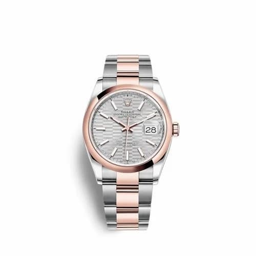 Rolex Datejust 36 Stainless Steel / Everose / Domed / Silver - Fluted / Oyster 126201-0034 — фото часов Rolex Datejust 36 Stainless Steel / Everose / Domed / Silver - Fluted / Oyster 126201-0034 — фото часов