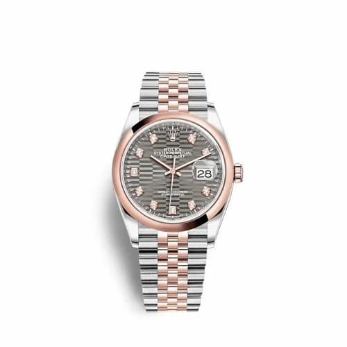 Rolex Datejust 36 Stainless Steel / Everose / Domed / Slate - Fluted - Diamond / Jubilee 126201-0041 — фото часов Rolex Datejust 36 Stainless Steel / Everose / Domed / Slate - Fluted - Diamond / Jubilee 126201-0041 — фото часов