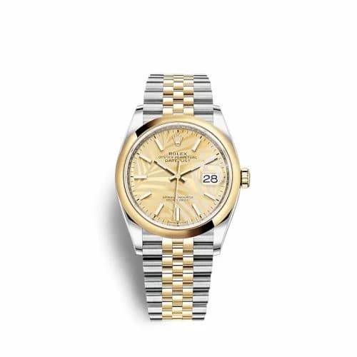 Rolex Datejust 36 Stainless Steel / Yellow Gold / Smooth / Golden Palm / Jubilee 126203-0037 — фото часов Rolex Datejust 36 Stainless Steel / Yellow Gold / Smooth / Golden Palm / Jubilee 126203-0037 — фото часов