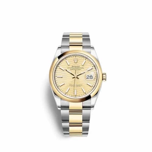 Rolex Datejust 36 Stainless Steel / Yellow Gold / Smooth / Golden - Fluted / Oyster 126203-0040 — фото часов Rolex Datejust 36 Stainless Steel / Yellow Gold / Smooth / Golden - Fluted / Oyster 126203-0040 — фото часов