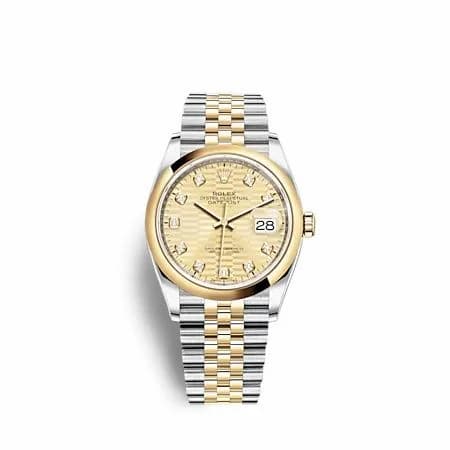 Rolex Datejust 36 Stainless Steel - Yellow Gold - Domed / Champagne - Fluted - Diamond / Jubilee 126203-0045 — фото часов Rolex Datejust 36 Stainless Steel - Yellow Gold - Domed / Champagne - Fluted - Diamond / Jubilee 126203-0045 — фото часов