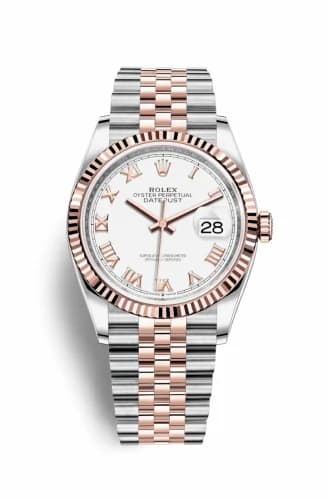 Rolex Datejust 36 Stainless Steel / Everose / Fluted / White Roman / Jubilee 126231-0015 — фото часов Rolex Datejust 36 Stainless Steel / Everose / Fluted / White Roman / Jubilee 126231-0015 — фото часов
