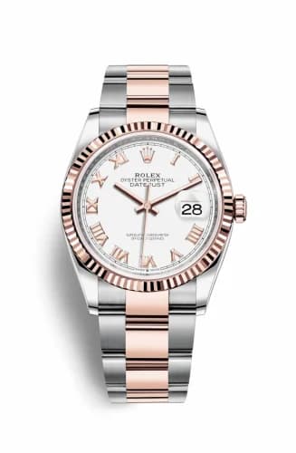 Rolex Datejust 36 Stainless Steel / Everose / Fluted / White Roman / Oyster 126231-0016 — фото часов Rolex Datejust 36 Stainless Steel / Everose / Fluted / White Roman / Oyster 126231-0016 — фото часов