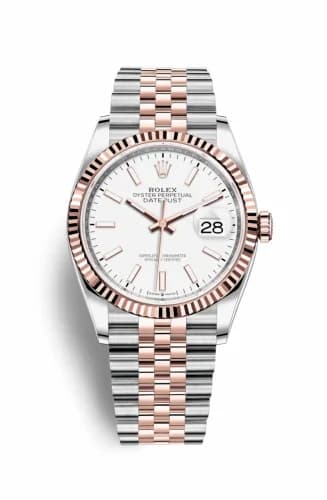 Rolex Datejust 36 Stainless Steel / Everose / Fluted / White / Jubilee 126231-0017 — фото часов Rolex Datejust 36 Stainless Steel / Everose / Fluted / White / Jubilee 126231-0017 — фото часов