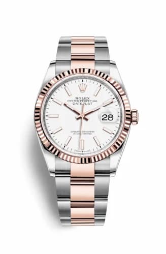 Rolex Datejust 36 Stainless Steel / Everose / Fluted / White / Oyster 126231-0018 — фото часов Rolex Datejust 36 Stainless Steel / Everose / Fluted / White / Oyster 126231-0018 — фото часов