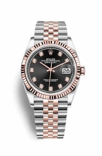Rolex Datejust 36 Stainless Steel / Everose / Fluted / Black Diamond / Jubilee 126231-0019 — фото часов Rolex Datejust 36 Stainless Steel / Everose / Fluted / Black Diamond / Jubilee 126231-0019 — фото часов