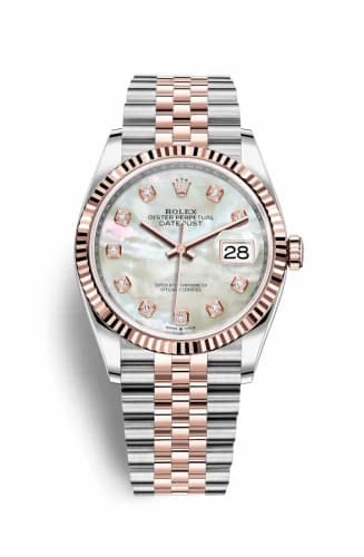 Rolex Datejust 36 Stainless Steel / Everose / Fluted / MOP Diamond / Jubilee 126231-0021 — фото часов Rolex Datejust 36 Stainless Steel / Everose / Fluted / MOP Diamond / Jubilee 126231-0021 — фото часов