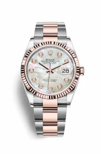 Rolex Datejust 36 Stainless Steel / Everose / Fluted / MOP Diamond / Oyster 126231-0022 — фото часов Rolex Datejust 36 Stainless Steel / Everose / Fluted / MOP Diamond / Oyster 126231-0022 — фото часов