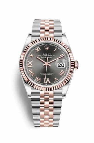 Rolex Datejust 36 Stainless Steel / Everose / Fluted / Slate Roman Diamond / Jubilee 126231-0023 — фото часов Rolex Datejust 36 Stainless Steel / Everose / Fluted / Slate Roman Diamond / Jubilee 126231-0023 — фото часов