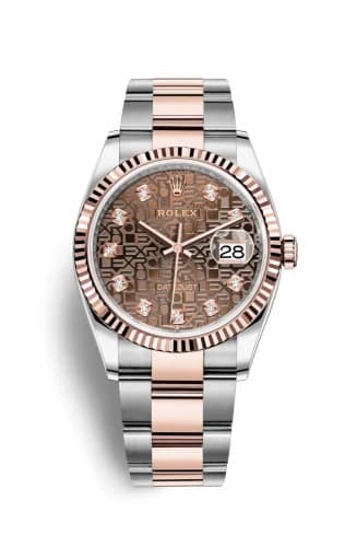 Rolex Datejust 36 Stainless Steel / Everose / Fluted / Chocolate Computer / Oyster 126231-0026 — фото часов Rolex Datejust 36 Stainless Steel / Everose / Fluted / Chocolate Computer / Oyster 126231-0026 — фото часов