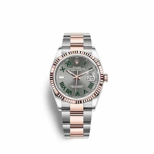 Rolex Datejust 36 Stainless Steel / Everose / Fluted / Slate - Roman / Oyster 126231-0030 — фото часов Rolex Datejust 36 Stainless Steel / Everose / Fluted / Slate - Roman / Oyster 126231-0030 — фото часов