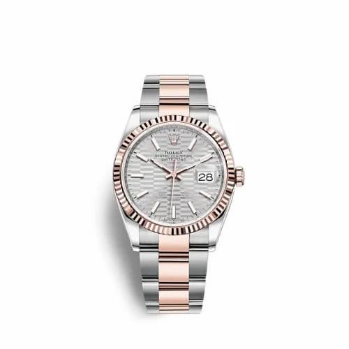 Rolex Datejust 36 Stainless Steel / Everose / Fluted / Silver - Fluted / Oyster 126231-0034 — фото часов Rolex Datejust 36 Stainless Steel / Everose / Fluted / Silver - Fluted / Oyster 126231-0034 — фото часов