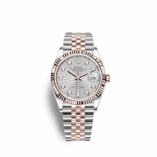 Rolex Datejust 36 Stainless Steel / Everose / Fluted / Silver - Fluted - Diamond / Jubilee 126231-0039 — фото часов Rolex Datejust 36 Stainless Steel / Everose / Fluted / Silver - Fluted - Diamond / Jubilee 126231-0039 — фото часов