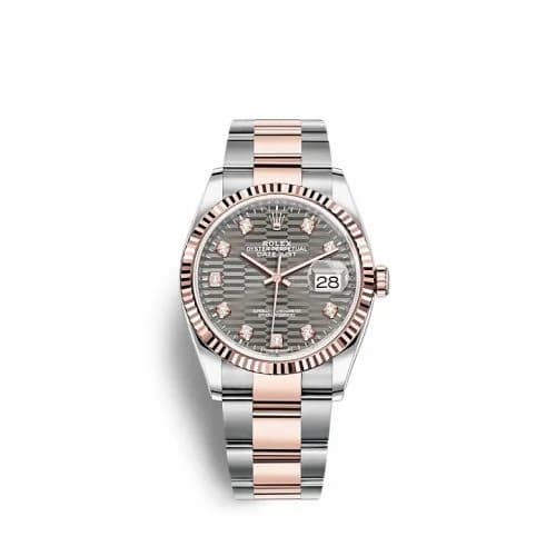 Rolex Datejust 36 Stainless Steel / Everose / Fluted / Slate - Fluted - Diamond / Oyster 126231-0042 — фото часов Rolex Datejust 36 Stainless Steel / Everose / Fluted / Slate - Fluted - Diamond / Oyster 126231-0042 — фото часов