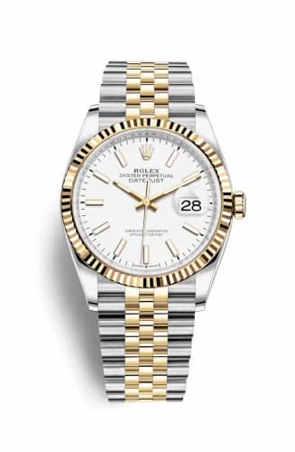 Rolex Datejust 36 Stainless Steel / Yellow Gold / Fluted / White / Jubilee 126233-0019 — фото часов Rolex Datejust 36 Stainless Steel / Yellow Gold / Fluted / White / Jubilee 126233-0019 — фото часов