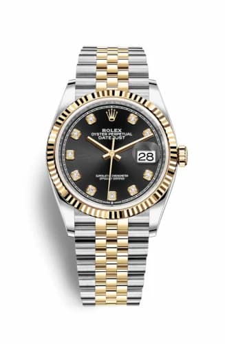 Rolex Datejust 36 Stainless Steel / Yellow Gold / Fluted / Black Diamond / Jubilee 126233-0021 — фото часов Rolex Datejust 36 Stainless Steel / Yellow Gold / Fluted / Black Diamond / Jubilee 126233-0021 — фото часов
