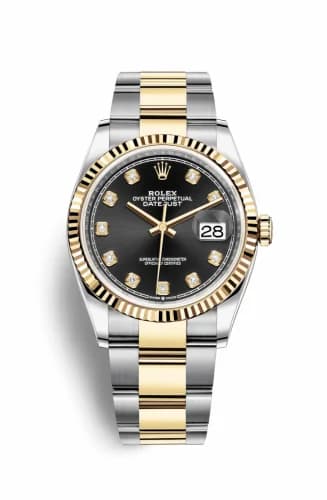 Rolex Datejust 36 Stainless Steel / Yellow Gold / Fluted / Black Diamond / Oyster 126233-0022 — фото часов Rolex Datejust 36 Stainless Steel / Yellow Gold / Fluted / Black Diamond / Oyster 126233-0022 — фото часов