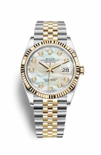 Rolex Datejust 36 Stainless Steel / Yellow Gold / Fluted / MOP Diamond / Jubilee 126233-0023 — фото часов Rolex Datejust 36 Stainless Steel / Yellow Gold / Fluted / MOP Diamond / Jubilee 126233-0023 — фото часов