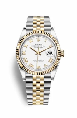Rolex Datejust 36 Stainless Steel / Yellow Gold / Fluted / White Roman / Jubilee 126233-0029 — фото часов Rolex Datejust 36 Stainless Steel / Yellow Gold / Fluted / White Roman / Jubilee 126233-0029 — фото часов