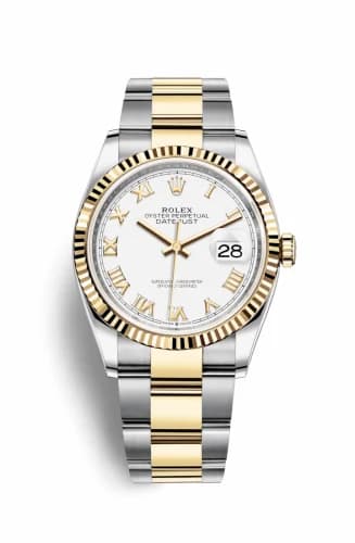 Rolex Datejust 36 Stainless Steel / Yellow Gold / Fluted / White Roman / Oyster 126233-0030 — фото часов Rolex Datejust 36 Stainless Steel / Yellow Gold / Fluted / White Roman / Oyster 126233-0030 — фото часов