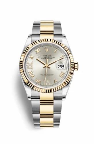 Rolex Datejust 36 Stainless Steel / Yellow Gold / Fluted / Silver Roman Diamond / Oyster 126233-0032 — фото часов Rolex Datejust 36 Stainless Steel / Yellow Gold / Fluted / Silver Roman Diamond / Oyster 126233-0032 — фото часов