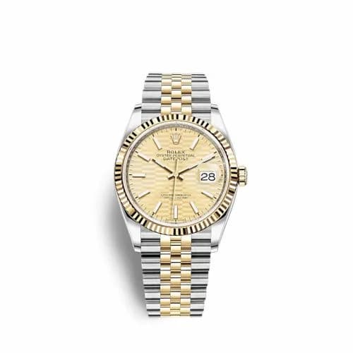 Rolex Datejust 36 Stainless Steel / Yellow Gold / Fluted / Champagne - Fluted / Jubilee 126233-0039 — фото часов Rolex Datejust 36 Stainless Steel / Yellow Gold / Fluted / Champagne - Fluted / Jubilee 126233-0039 — фото часов