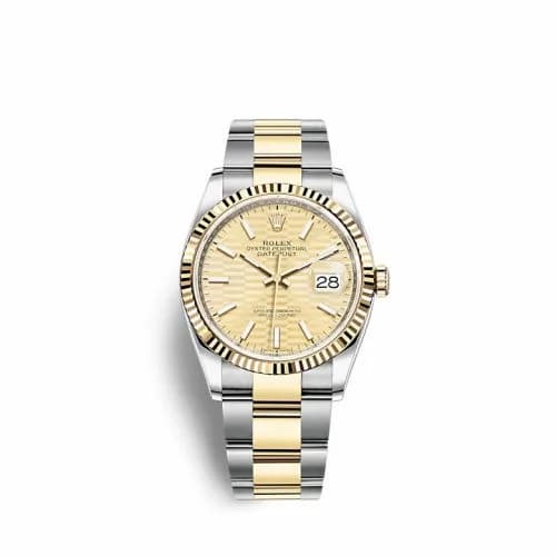 Rolex Datejust 36 Stainless Steel / Yellow Gold / Fluted / Champagne - Fluted / Oyster 126233-0040 — фото часов Rolex Datejust 36 Stainless Steel / Yellow Gold / Fluted / Champagne - Fluted / Oyster 126233-0040 — фото часов