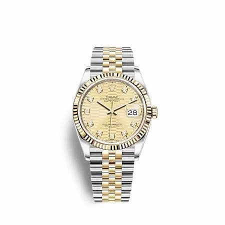 Rolex Datejust 36 Stainless Steel - Yellow Gold - Fluted / Champagne - Fluted - Diamond / Jubilee 126233-0045 — фото часов Rolex Datejust 36 Stainless Steel - Yellow Gold - Fluted / Champagne - Fluted - Diamond / Jubilee 126233-0045 — фото часов