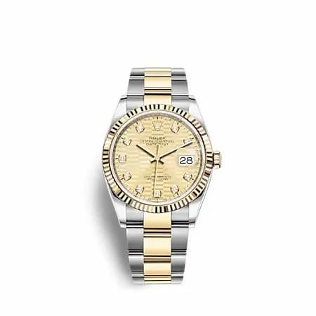 Rolex Datejust 36 Stainless Steel - Yellow Gold - Fluted / Champagne - Fluted - Diamond / Oyster 126233-0046 — фото часов Rolex Datejust 36 Stainless Steel - Yellow Gold - Fluted / Champagne - Fluted - Diamond / Oyster 126233-0046 — фото часов