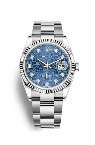 Rolex Datejust 36 Stainless Steel / Fluted / Blue Jubilee / Oyster 126234-0012 — фото часов Rolex Datejust 36 Stainless Steel / Fluted / Blue Jubilee / Oyster 126234-0012 — фото часов