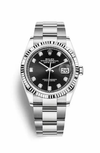 Rolex Datejust 36 Stainless Steel / Fluted / Black-Diamond / Oyster 126234-0028 — фото часов Rolex Datejust 36 Stainless Steel / Fluted / Black-Diamond / Oyster 126234-0028 — фото часов