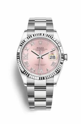 Rolex Datejust 36 Stainless Steel / Fluted / Pink Roman-Diamonds / Oyster 126234-0032 — фото часов Rolex Datejust 36 Stainless Steel / Fluted / Pink Roman-Diamonds / Oyster 126234-0032 — фото часов