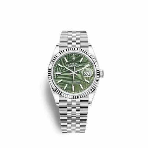 Rolex Datejust 36 Stainless Steel / Fluted / Green - Palm / Jubilee 126234-0047 — фото часов Rolex Datejust 36 Stainless Steel / Fluted / Green - Palm / Jubilee 126234-0047 — фото часов