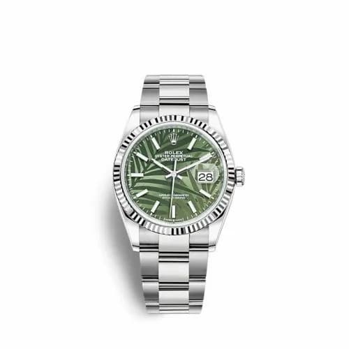 Rolex Datejust 36 Stainless Steel / Fluted / Green - Palm / Oyster 126234-0048 — фото часов Rolex Datejust 36 Stainless Steel / Fluted / Green - Palm / Oyster 126234-0048 — фото часов