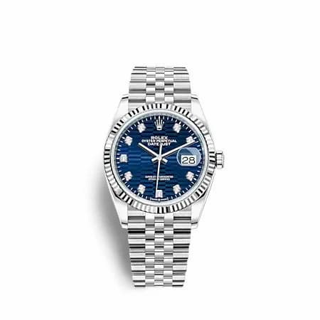 Rolex Datejust 36 Stainless Steel - Fluted / Blue - Fluted - Diamond / Jubilee 126234-0057 — фото часов Rolex Datejust 36 Stainless Steel - Fluted / Blue - Fluted - Diamond / Jubilee 126234-0057 — фото часов
