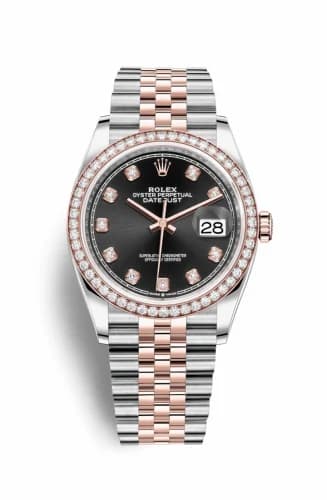 Rolex Datejust 36 Stainless Steel / Everose / Diamond / Black Diamond / Jubilee 126281RBR-0007 — фото часов Rolex Datejust 36 Stainless Steel / Everose / Diamond / Black Diamond / Jubilee 126281RBR-0007 — фото часов