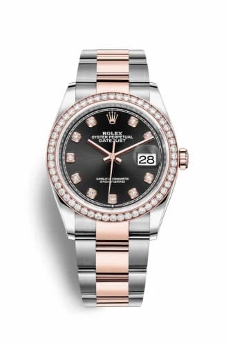 Rolex Datejust 36 Stainless Steel / Everose / Diamond / Black Diamond / Oyster 126281RBR-0008 — фото часов Rolex Datejust 36 Stainless Steel / Everose / Diamond / Black Diamond / Oyster 126281RBR-0008 — фото часов